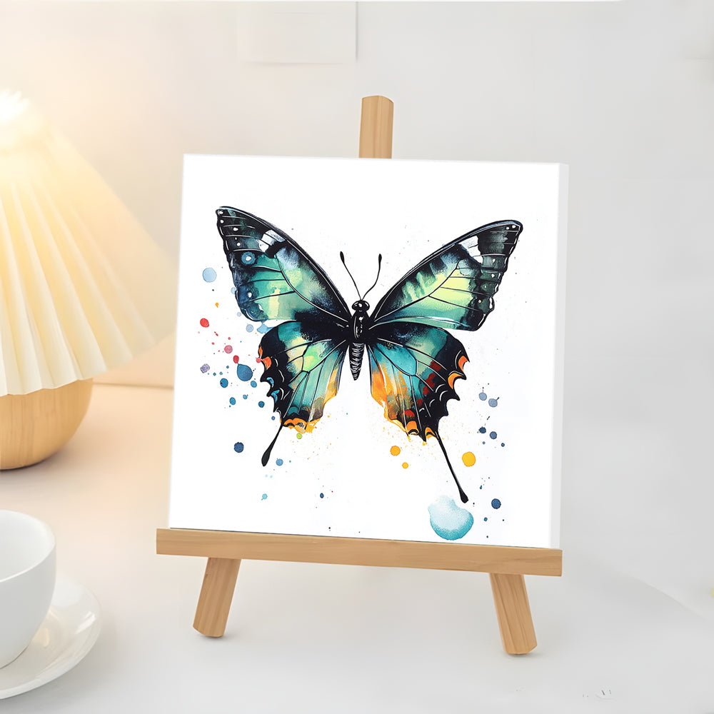 Papillon Vert Colorée Mini Peinture par Numéros