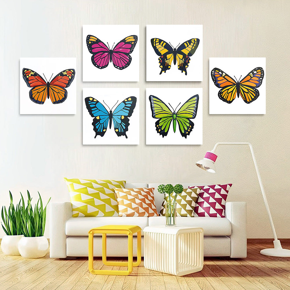 Papillons Colorés 6 Mini Peintures par Numéros