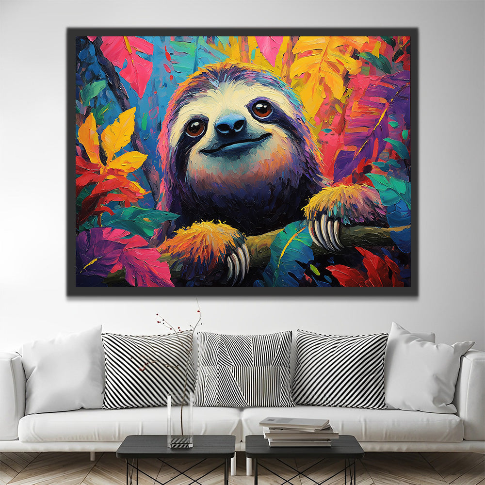 Paresseux dans la Jungle Colorée Peinture par Numéros
