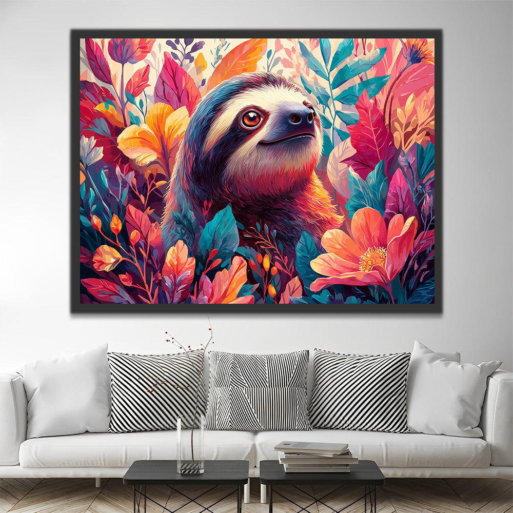 Paresseux dans les Fleurs Peinture par Numéros