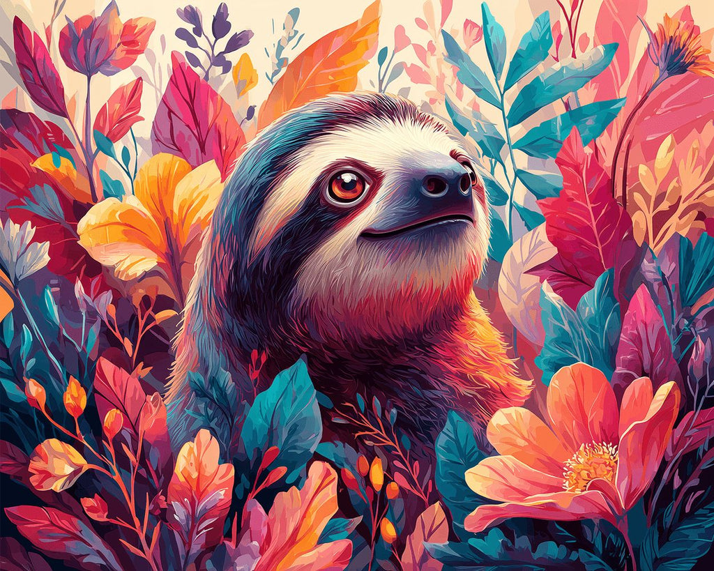 Paresseux dans les Fleurs Peinture par Numéros