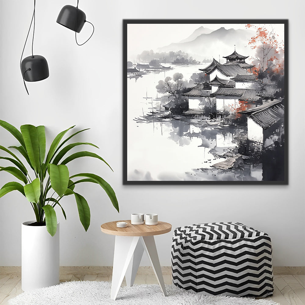 Pays des Rivières Chinois Peinture par Numéros