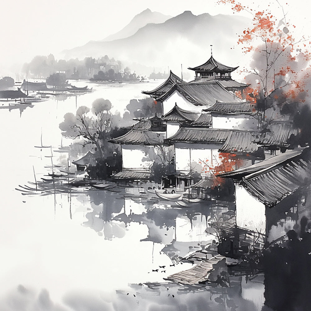 Pays des Rivières Chinois Peinture par Numéros