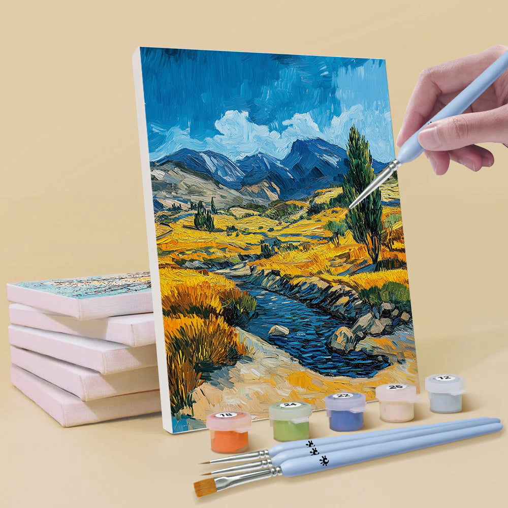 Paysage Naturel dans le Style de Van Gogh 6 Mini Peintures par Numéros
