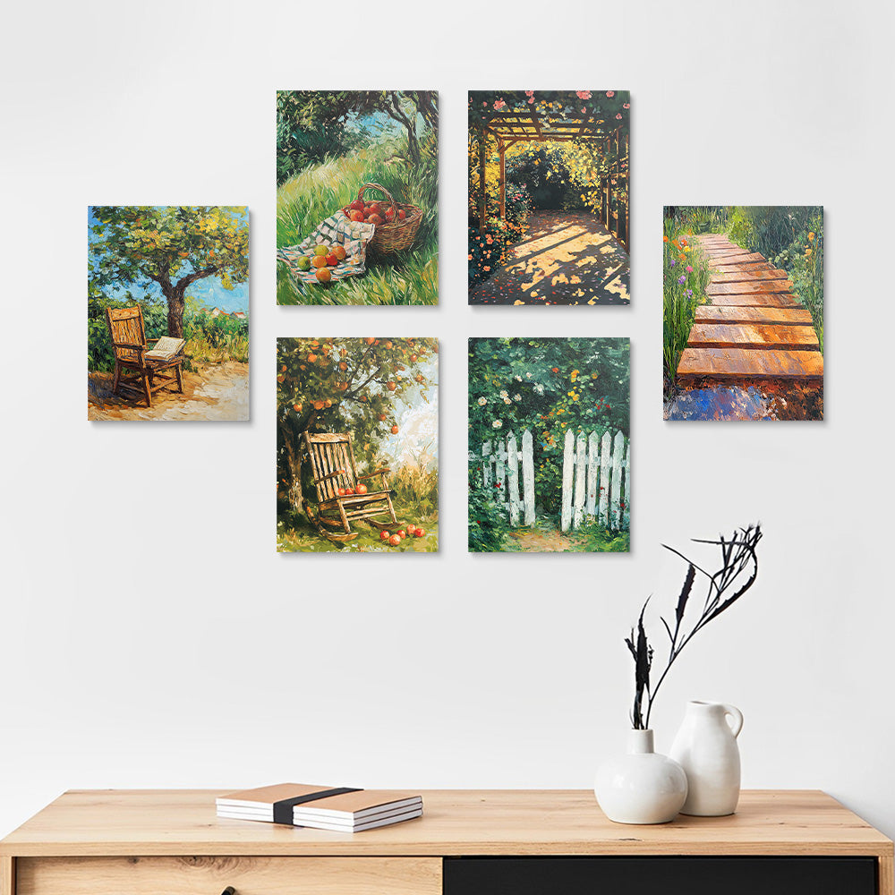 Paysage Rural d'Été 6 Mini Peintures par Numéros