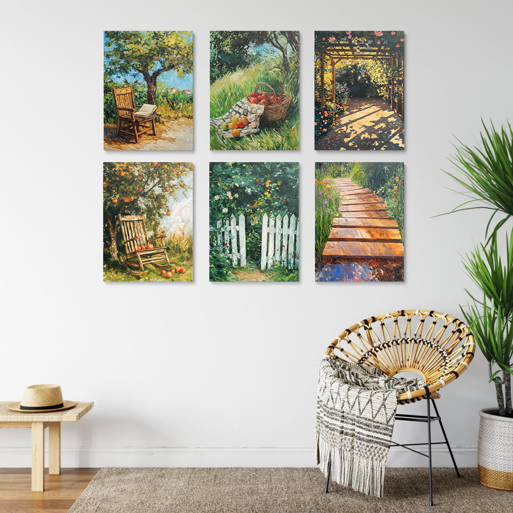Paysage Rural d'Été 6 Mini Peintures par Numéros