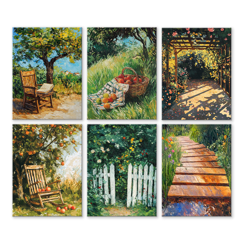 Paysage Rural d'Été 6 Mini Peintures par Numéros