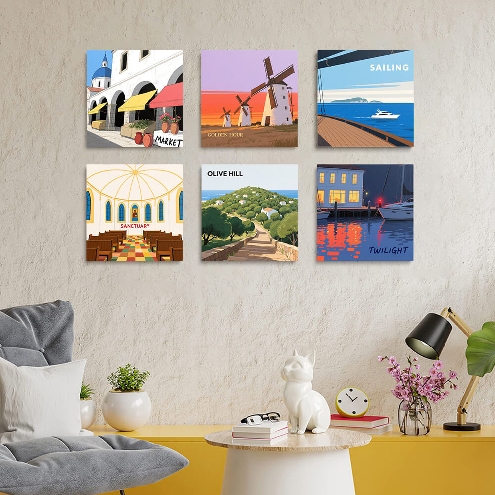 Paysages de Diverses Villes 6 Mini Peintures par Numéros