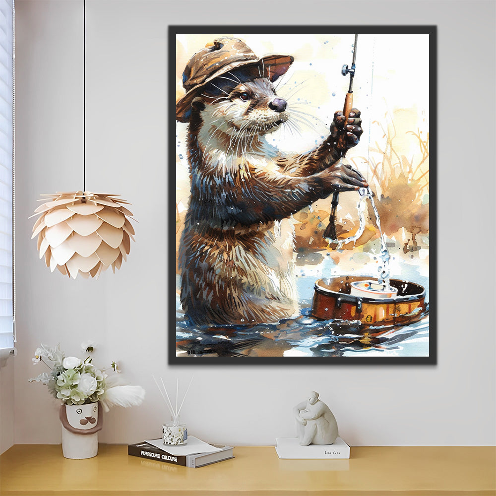 Pêcheur loutres Peinture par Numéros