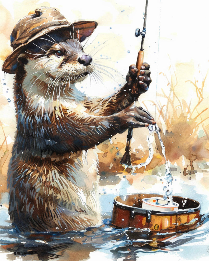 Pêcheur loutres Peinture par Numéros