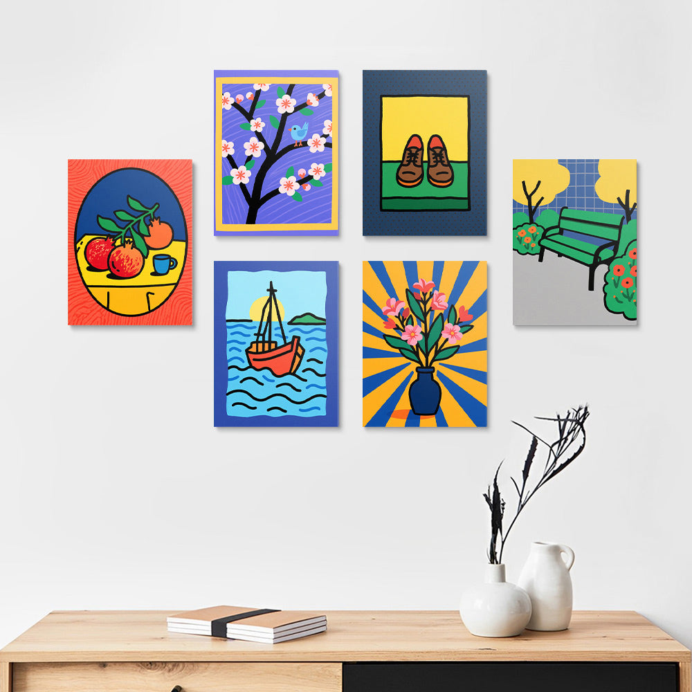 Peinture de Nature Morte 6 Mini Peintures par Numéros