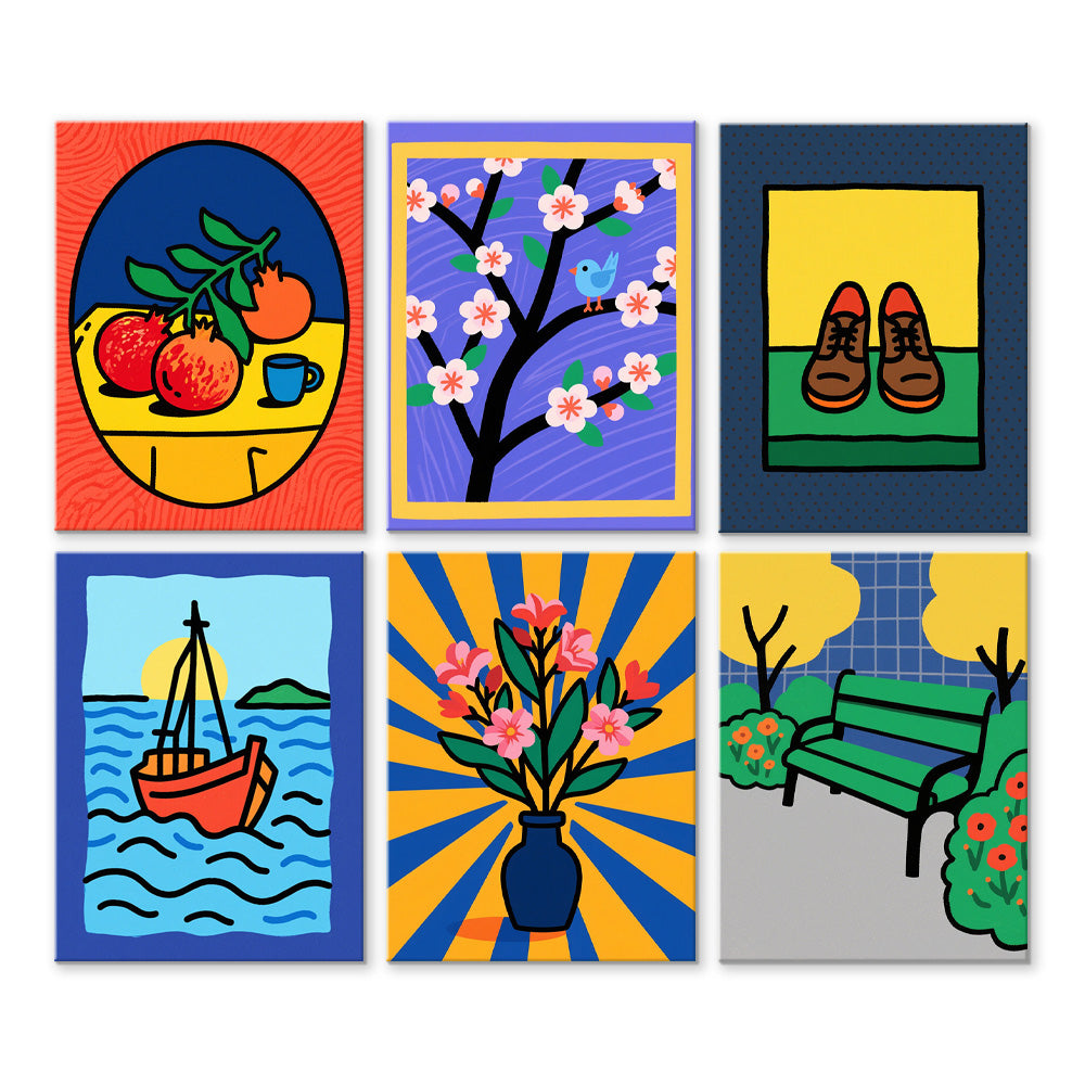 Peinture de Nature Morte 6 Mini Peintures par Numéros
