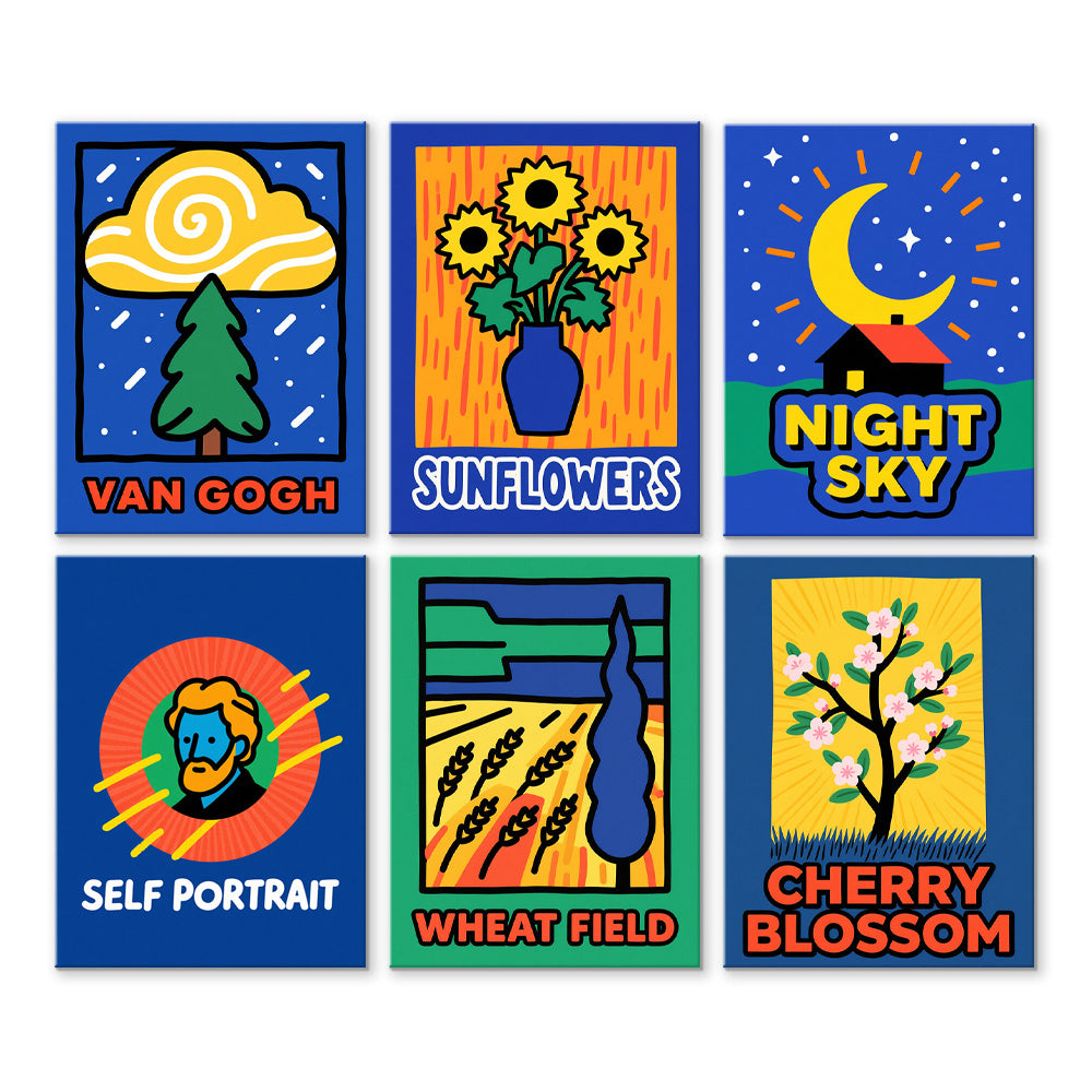 Peintures Bleues de Van Gogh 6 Mini Peintures par Numéros