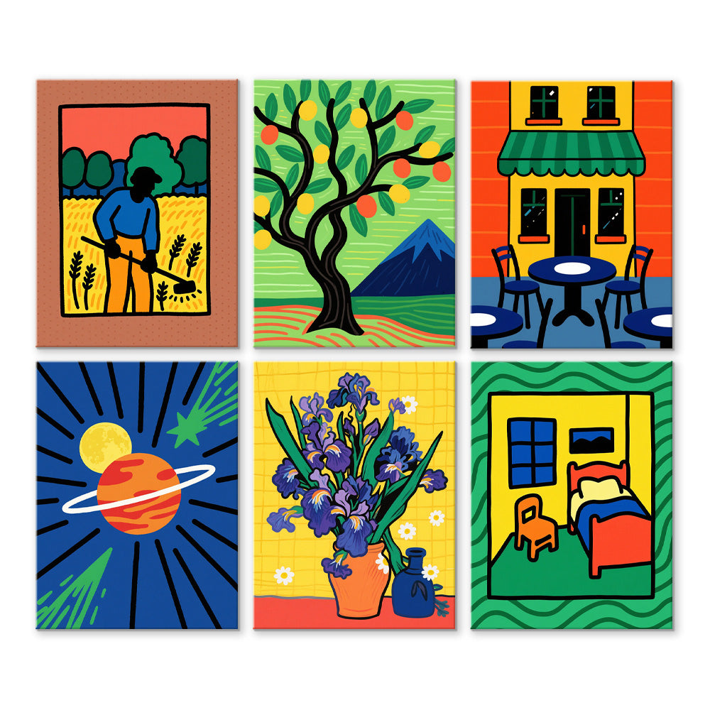 Peintures Classiques de Van Gogh 6 Mini Peintures par Numéros