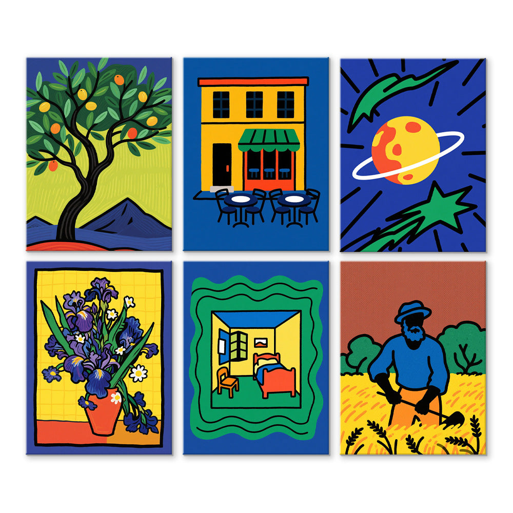 Peintures Style Van Gogh 6 Mini Peintures par Numéros