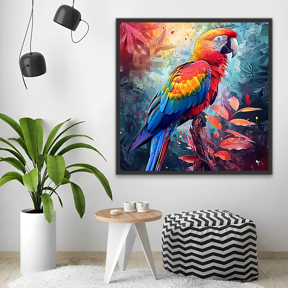 Perroquets et feuilles colorés Peinture par Numéros