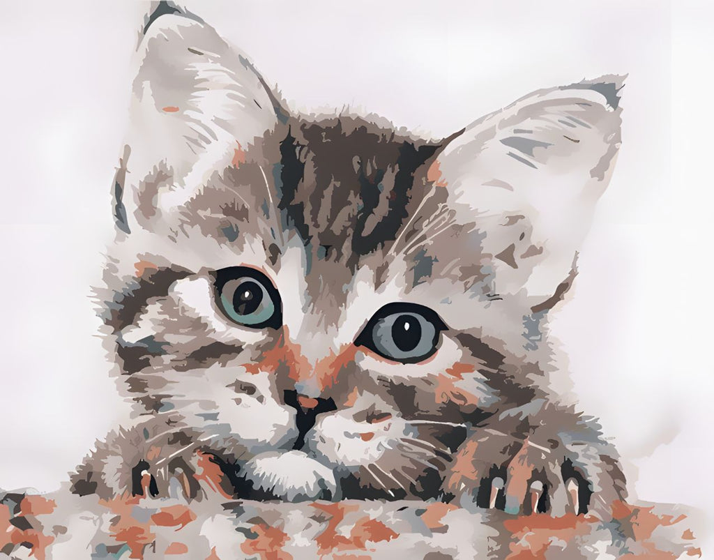 Petit Chaton Gris Peinture par Numéros
