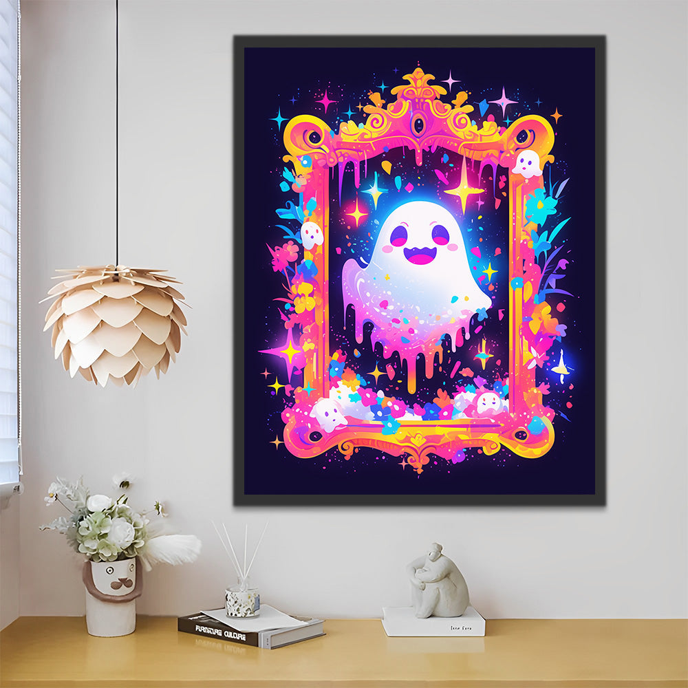 Petit Fantôme Blanc dans le Miroir Magique Peinture par Numéros