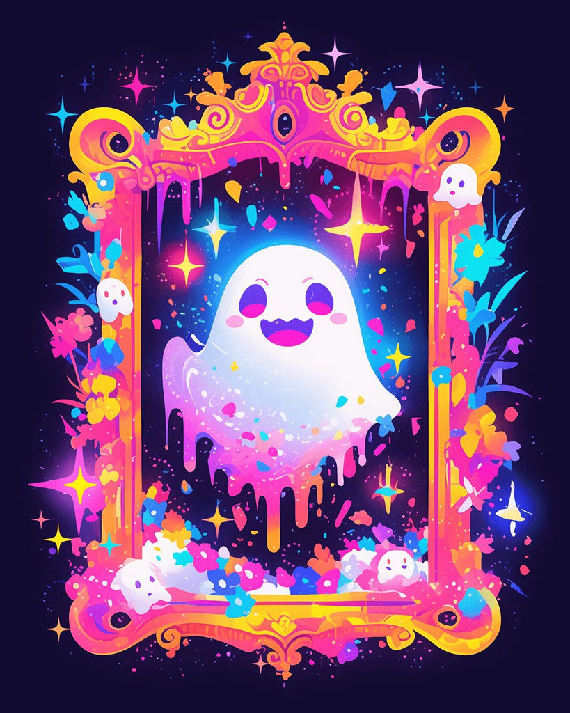 Petit Fantôme Blanc dans le Miroir Magique Peinture par Numéros