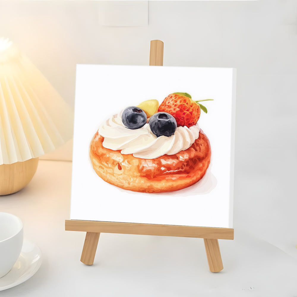 Petit Gâteau À la Crème de Fraises Mini Peinture par Numéros