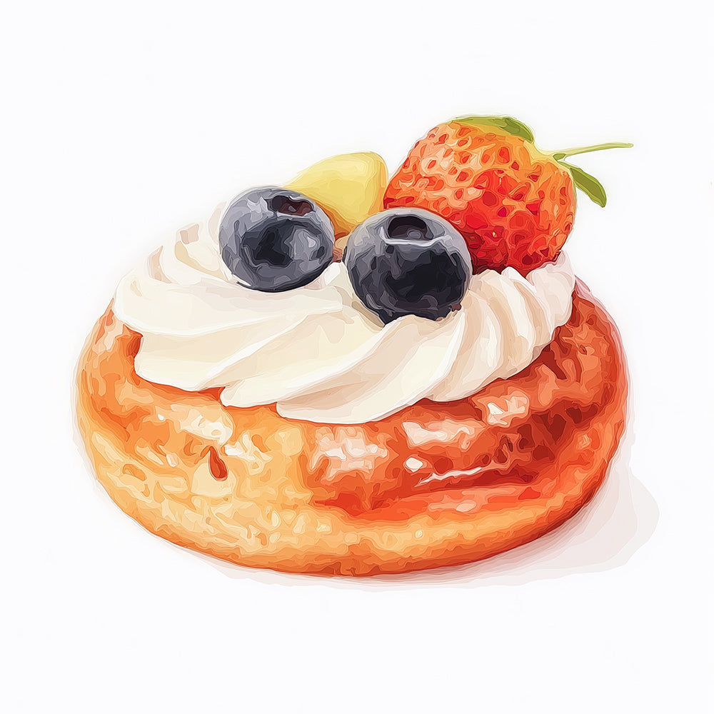 Petit Gâteau À la Crème de Fraises Mini Peinture par Numéros