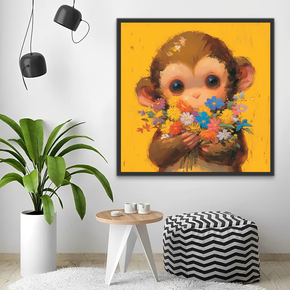 Petit singe mignon Peinture par Numéros