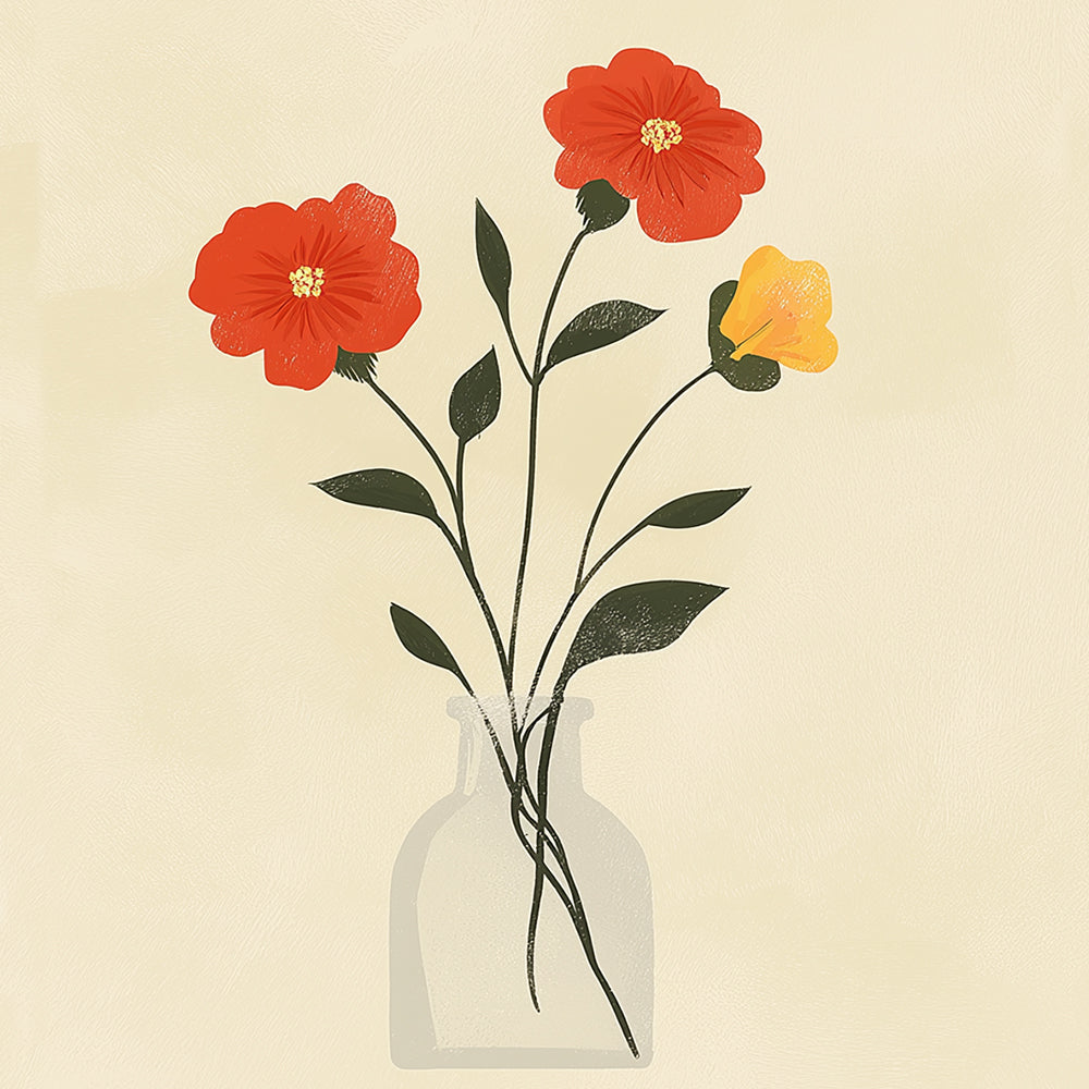 Petites Fleurs Dans une Bouteille en Verre Mini Peinture par Numéros