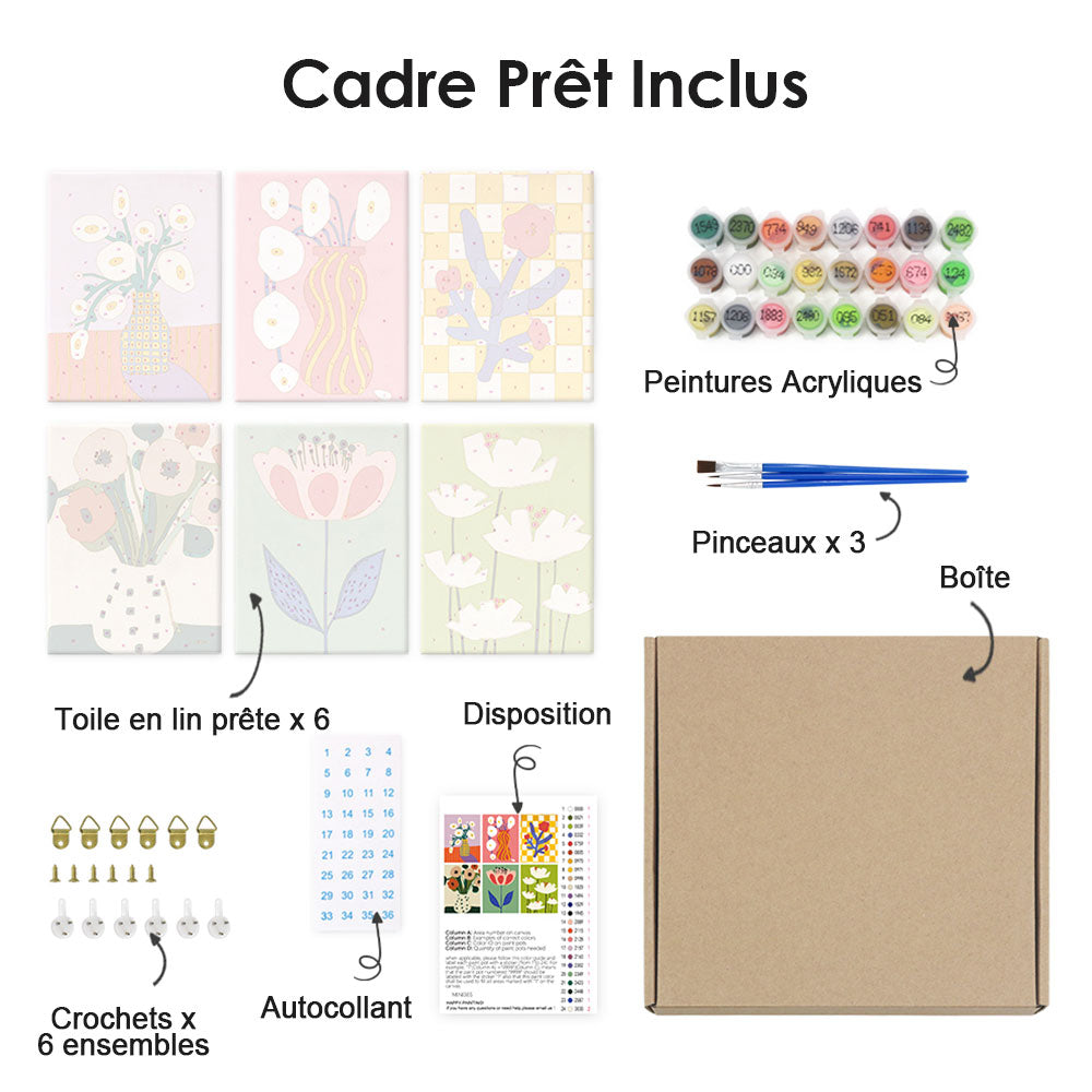 Petites Fleurs Simples 6 Mini Peintures par Numéros