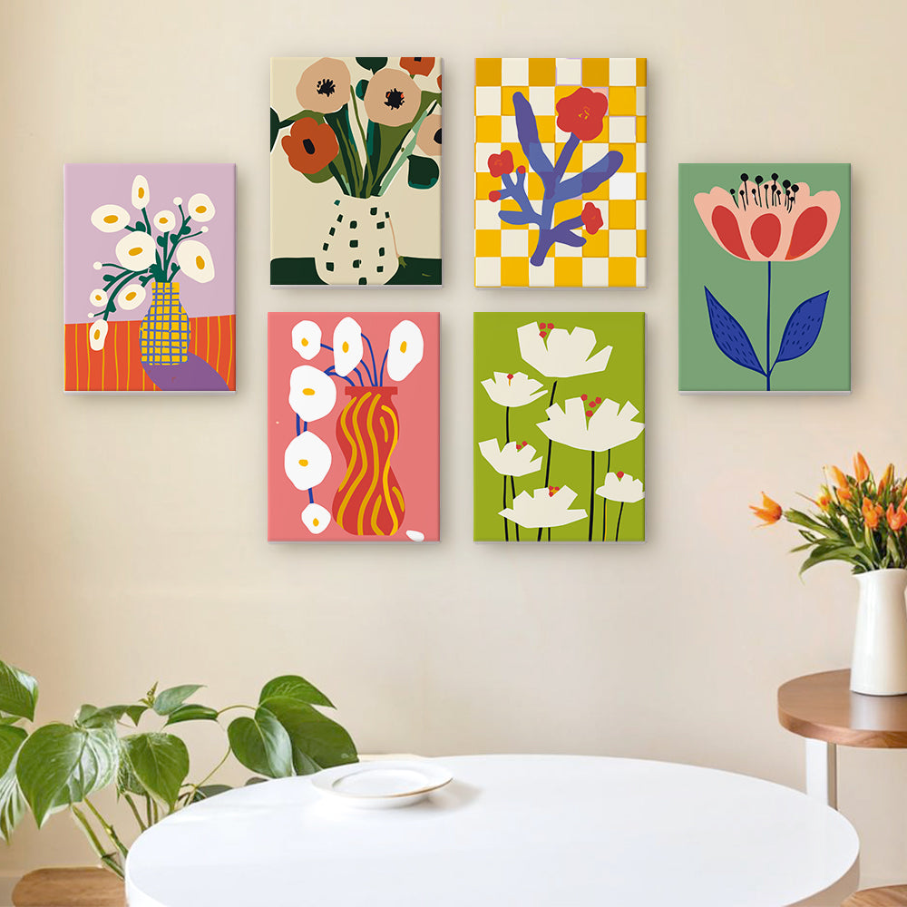 Petites Fleurs Simples 6 Mini Peintures par Numéros