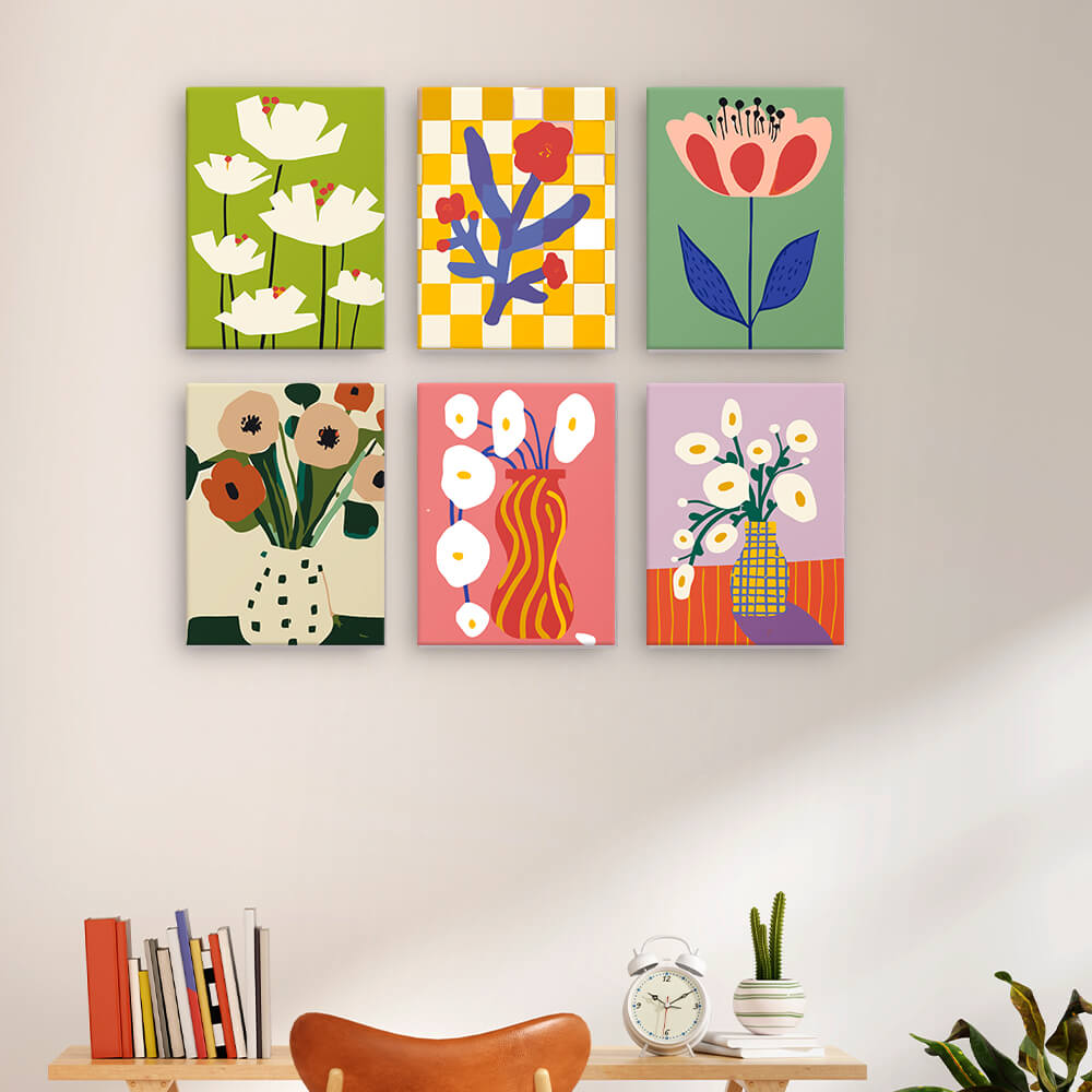 Petites Fleurs Simples 6 Mini Peintures par Numéros
