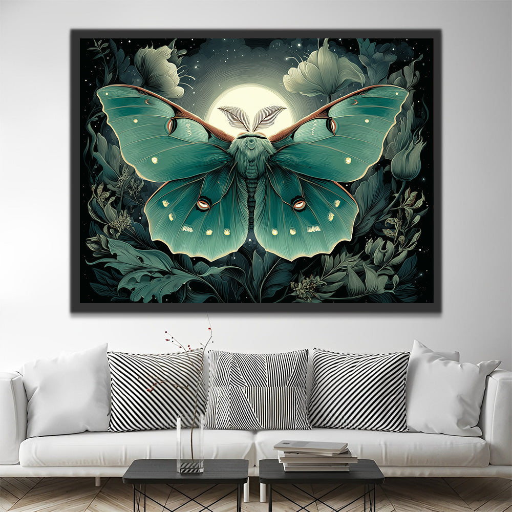 Phalène Verte au Clair de Lune Peinture par Numéros