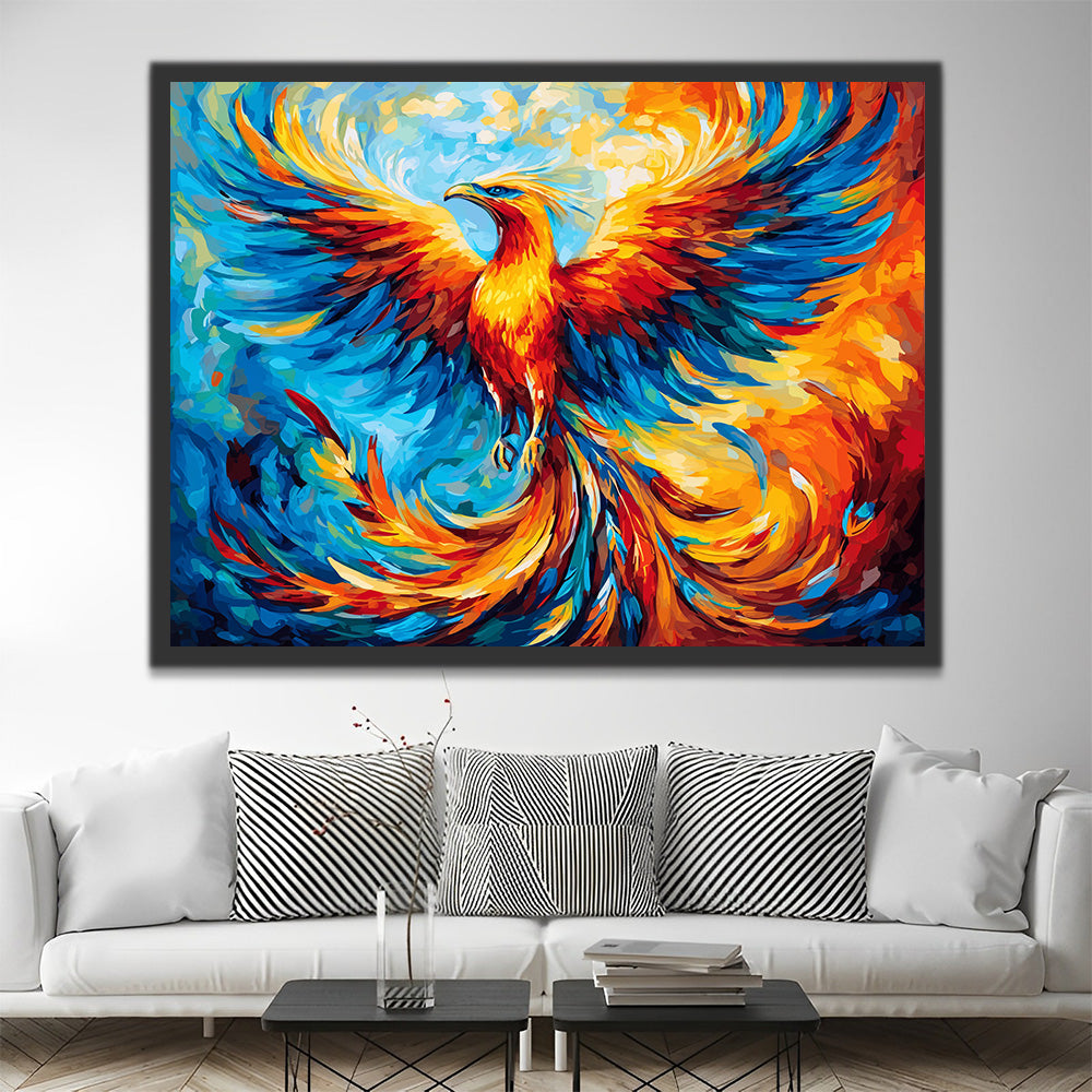 Phénix Bleu et de Feu Peinture par Numéros