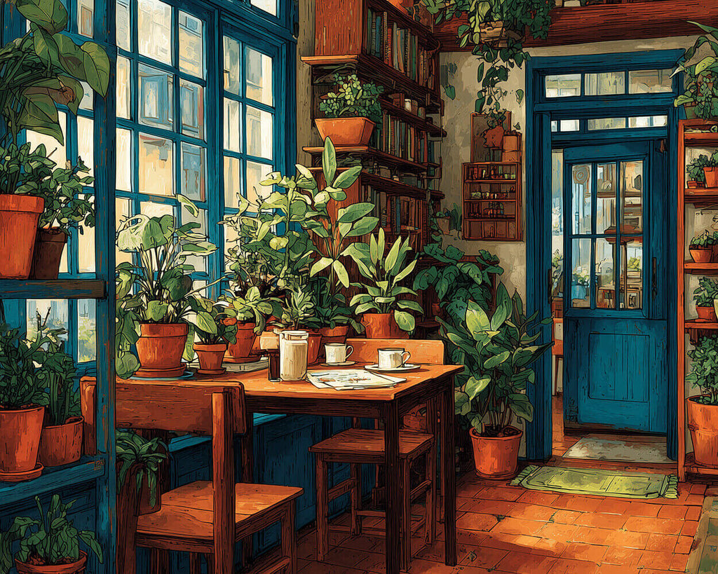 Pièce Remplie de Plantes Vertes en Pot Peinture par Numéros