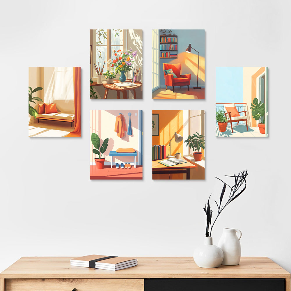 Pièces avec Fenêtres 6 Mini Peintures par Numéros