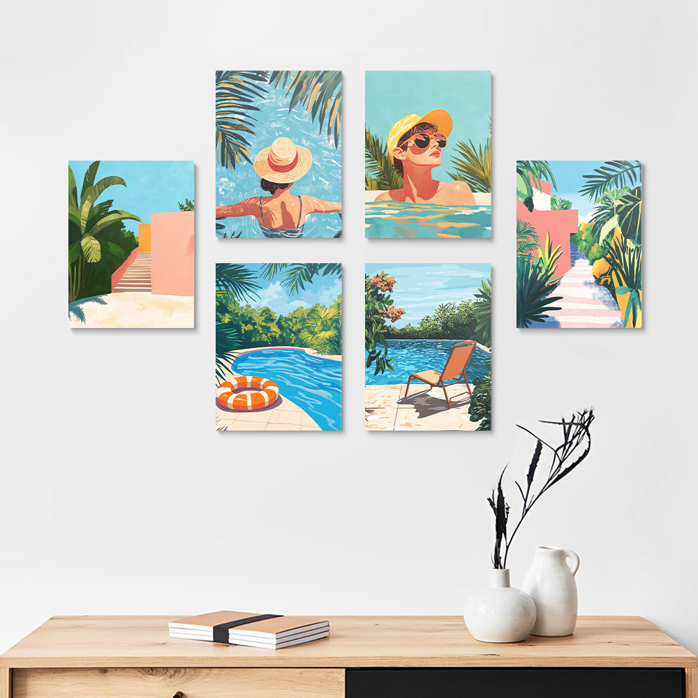 Piscine du Resort 6 Mini Peintures par Numéros