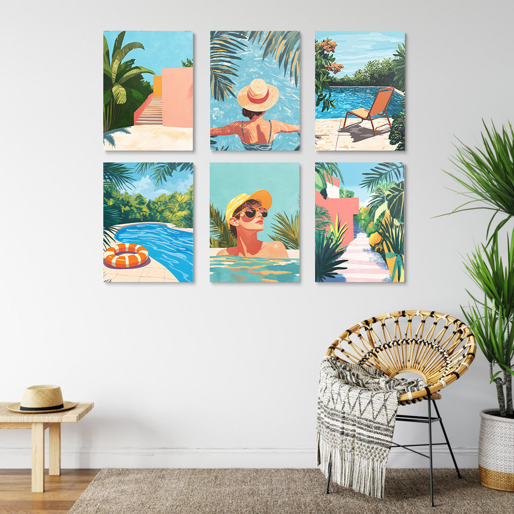 Piscine du Resort 6 Mini Peintures par Numéros