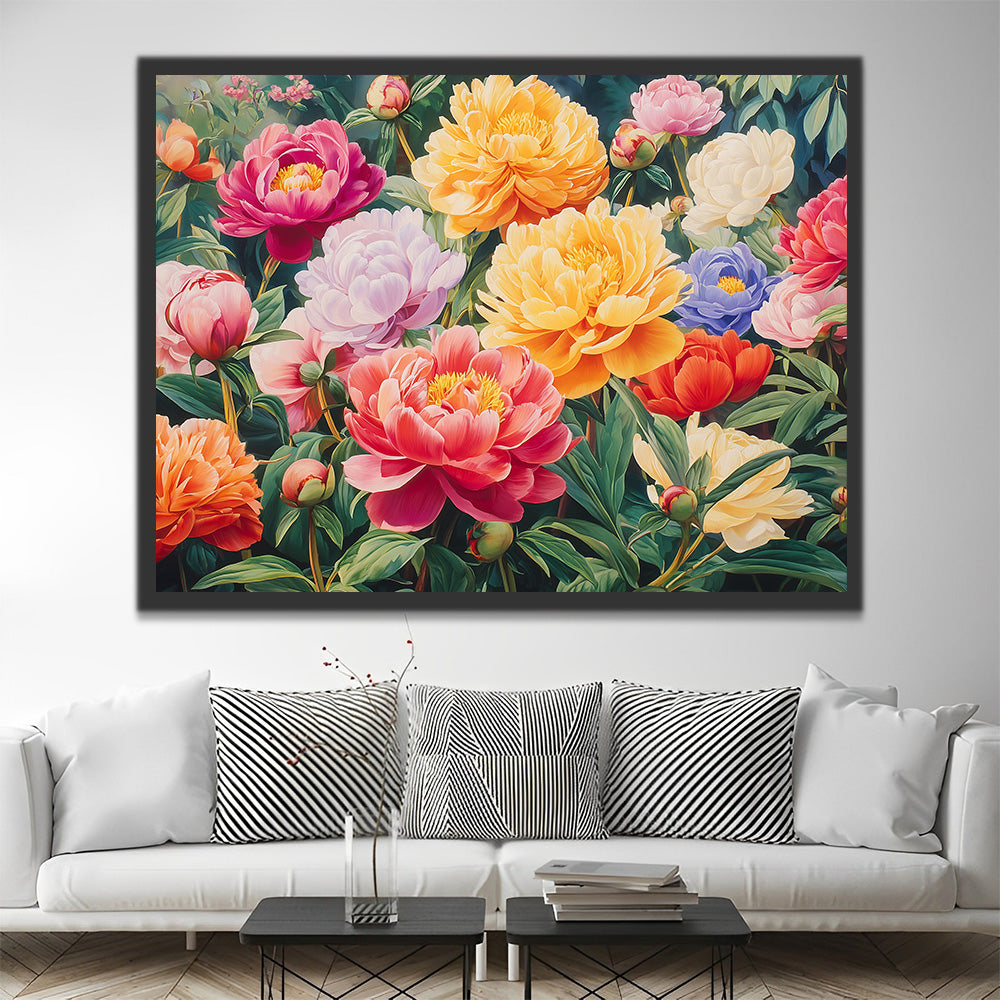 Pivoines Colorées Peinture par Numéros