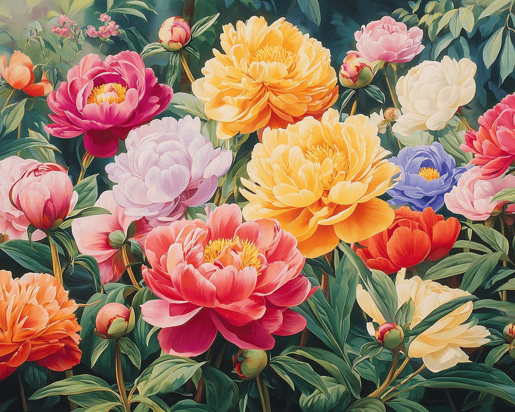 Pivoines Colorées Peinture par Numéros