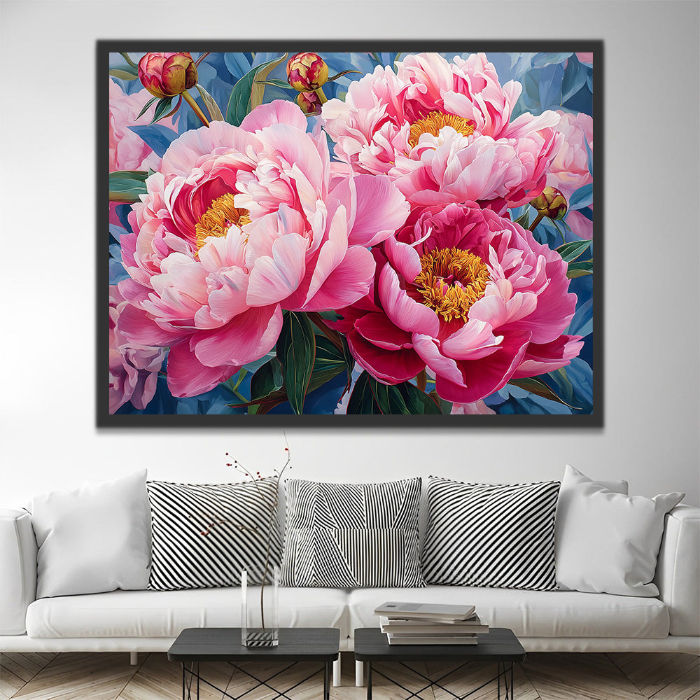 Pivoines Roses Dodues Peinture par Numéros