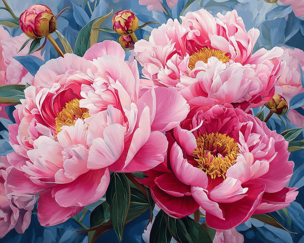 Pivoines Roses Dodues Peinture par Numéros