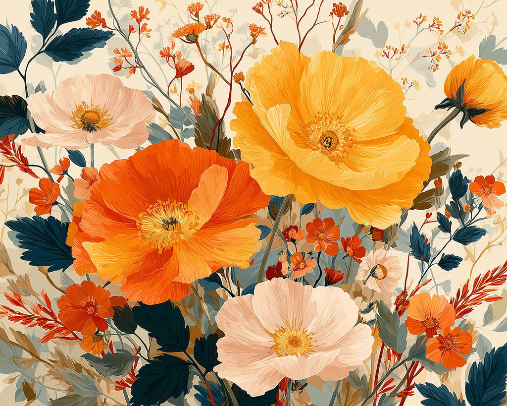 Pivoines Roses et Dorées Peinture par Numéros