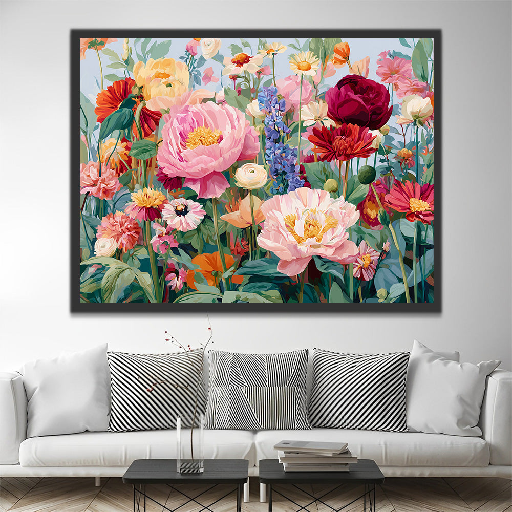 Pivoines Sauvages Colorées Peinture par Numéros