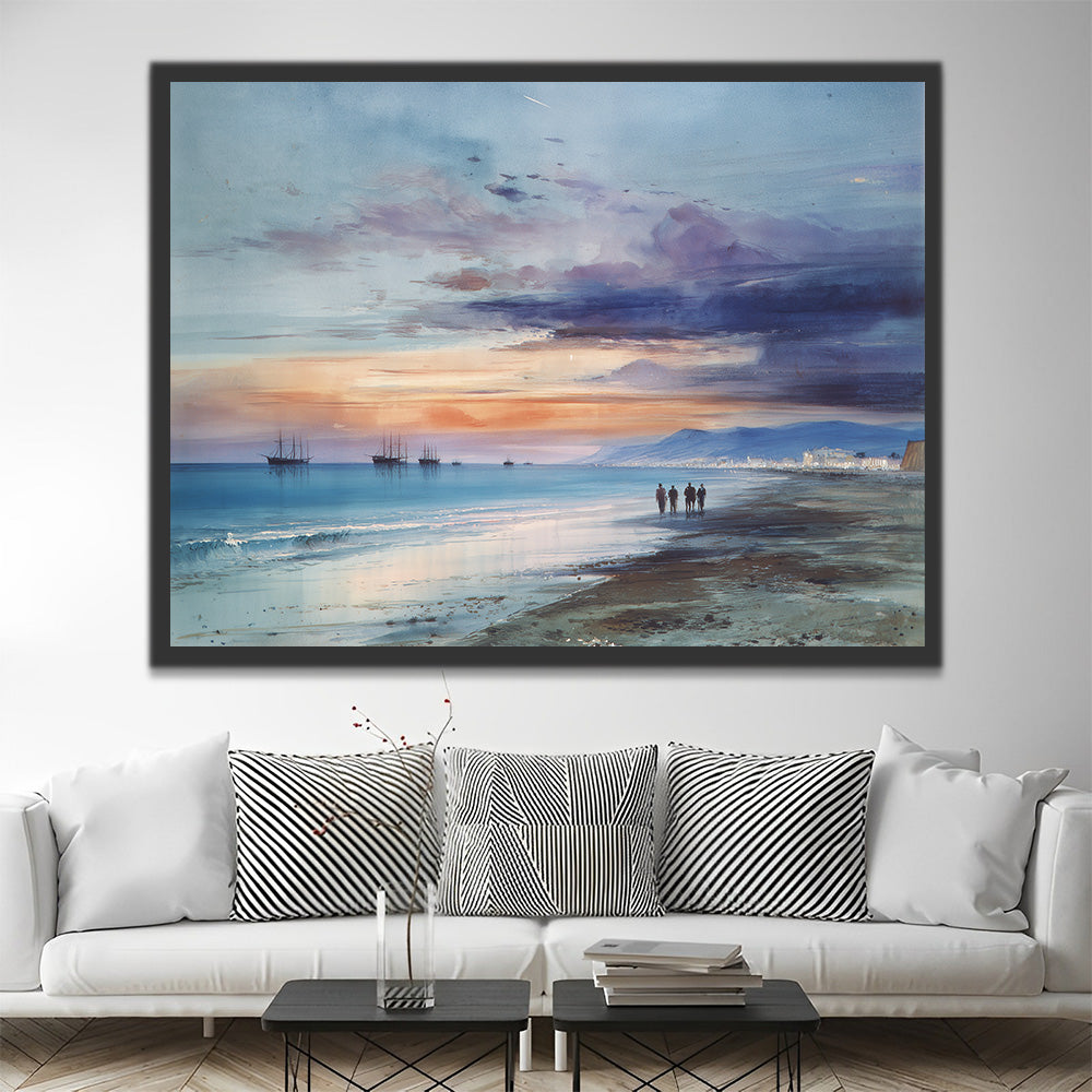 Plage du Littoral Gris Peinture par Numéros