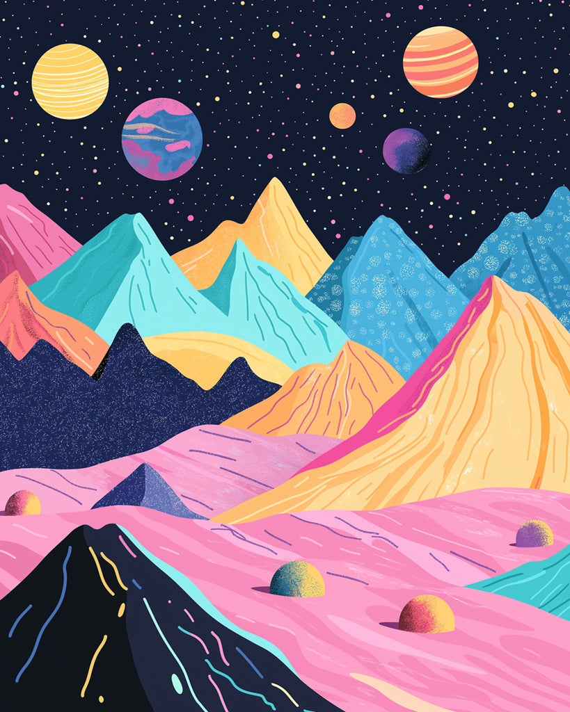 Planètes et Montagnes Colorées Peinture par Numéros