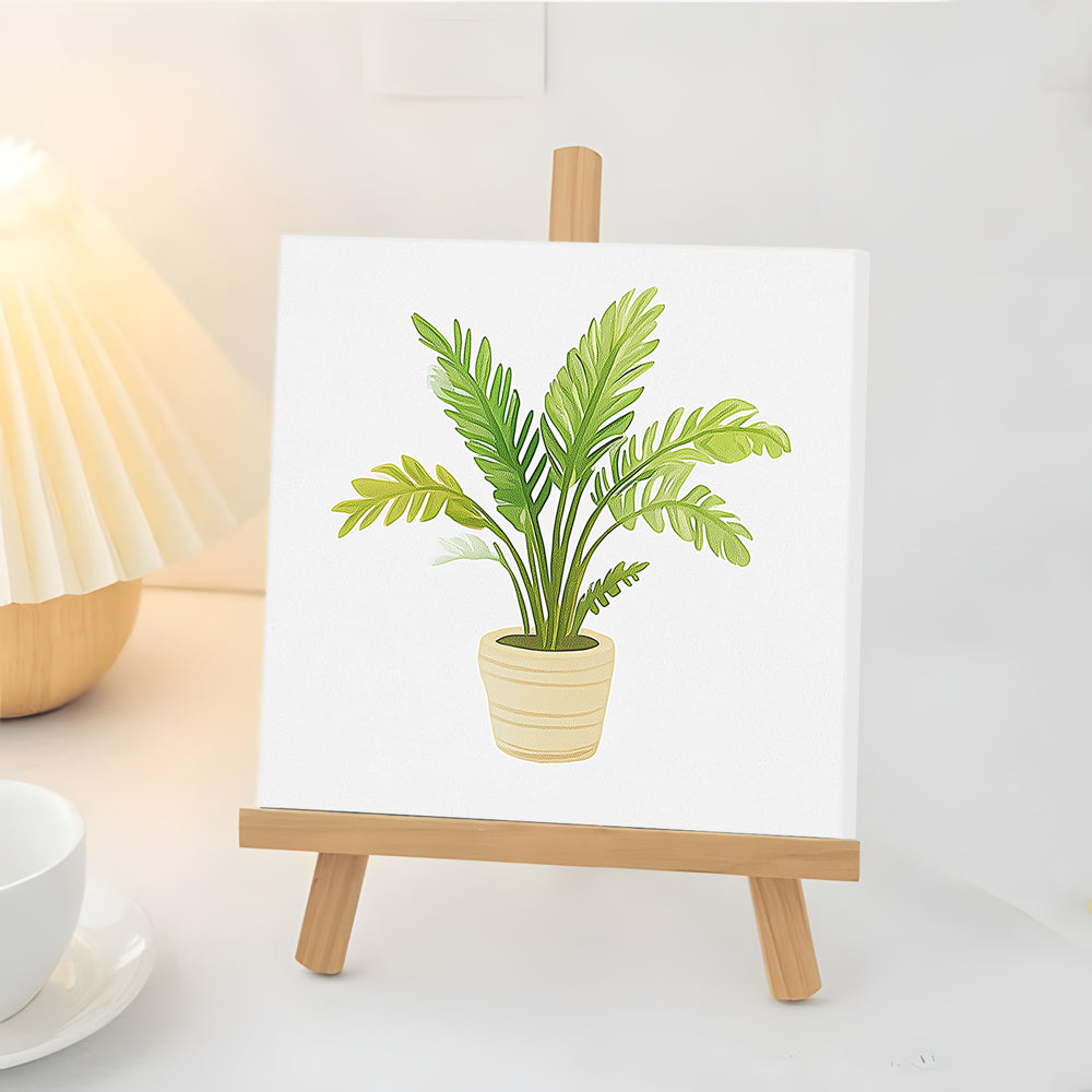 Plante À Feuilles en Pot Mini Peinture par Numéros