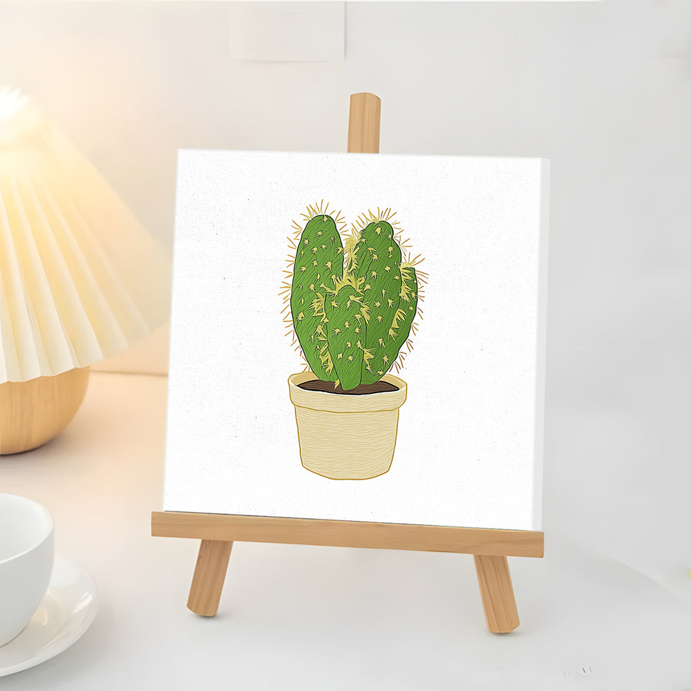 Plante de Cactus en Pot Mini Peinture par Numéros