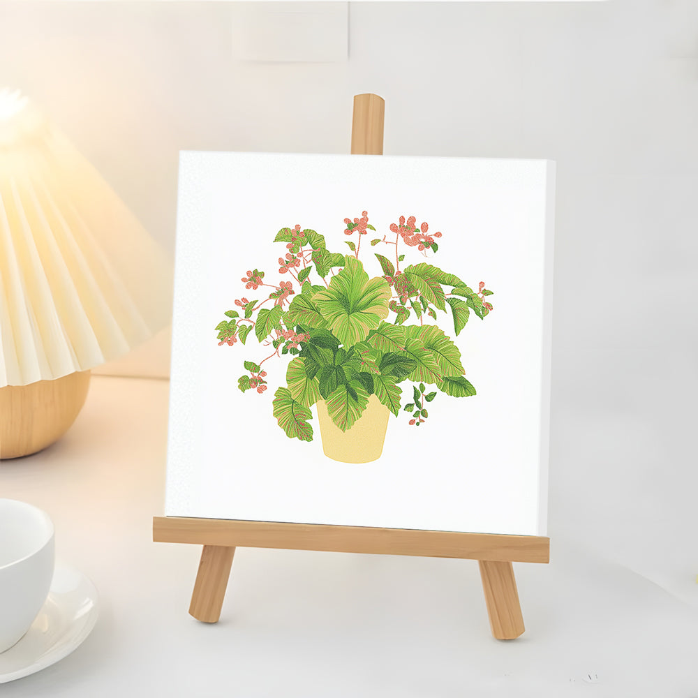 Plante en Pot À Feuilles Vertes Mini Peinture par Numéros
