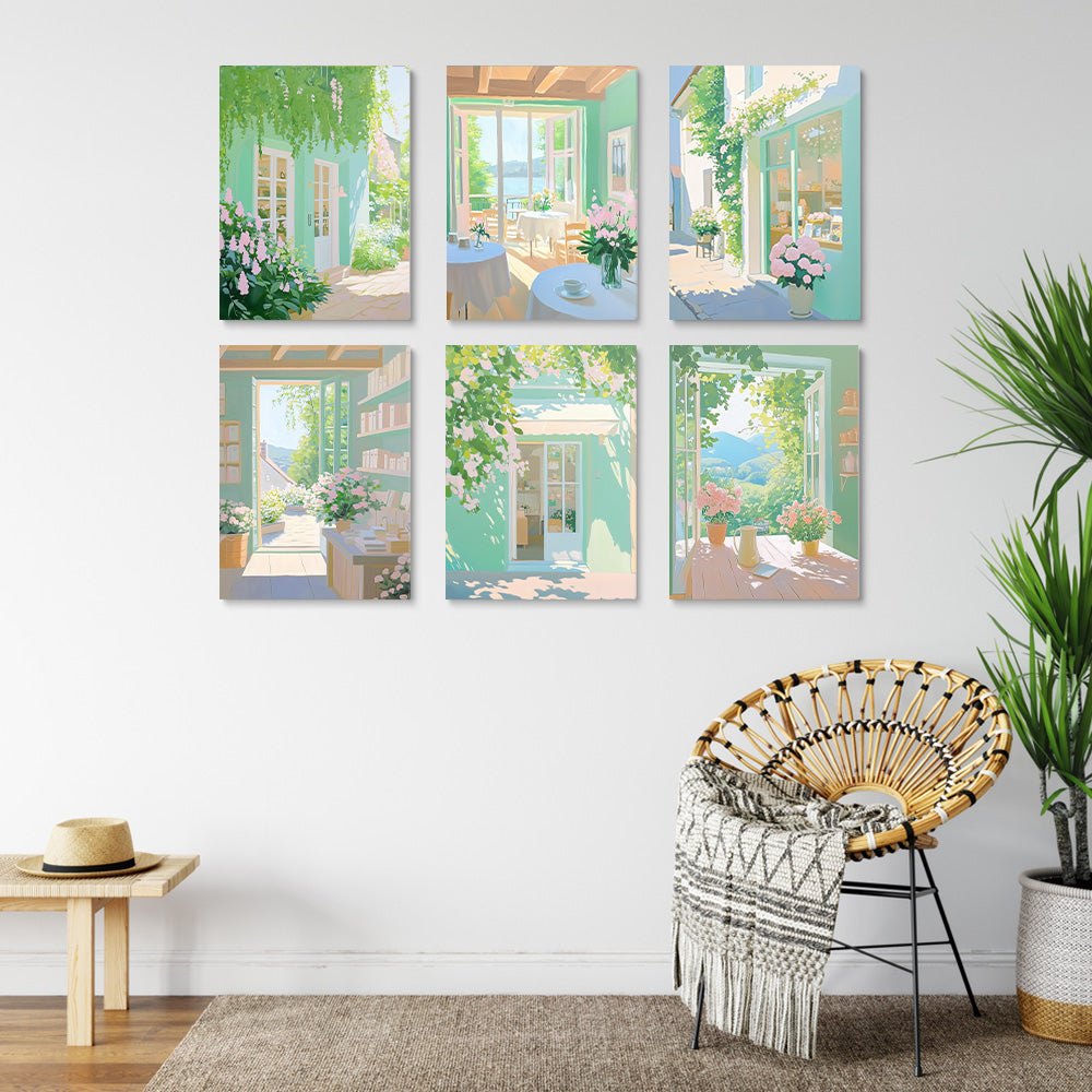 Plantes d'Intérieur Vertes 6 Mini Peintures par Numéros