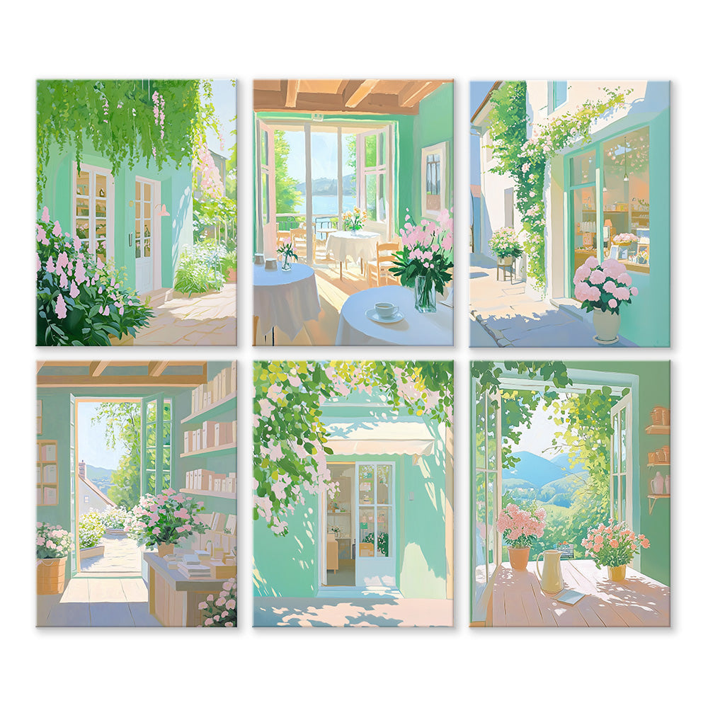 Plantes d'Intérieur Vertes 6 Mini Peintures par Numéros