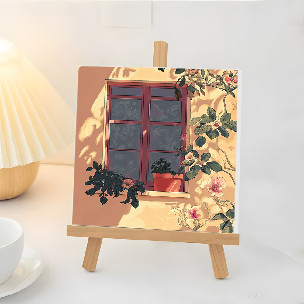 Plantes et Fleurs en Pot en Bord de la Fenêtre Mini Peinture par Numéros